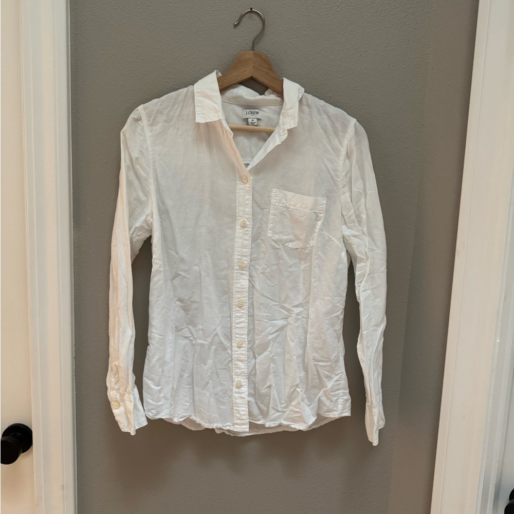 J. Crew linen blend button-down shirt.